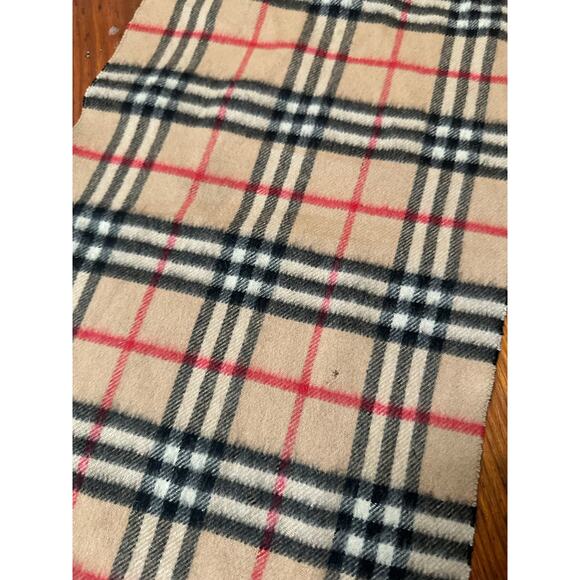 Burberry Scarf Nova Check Beige Tan Cashmere Plaid Fringe Unisex Vintage Scarf - Picture 2 of 11